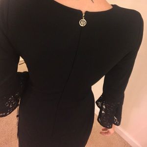 tommy hilfiger black dress with lace sleeves